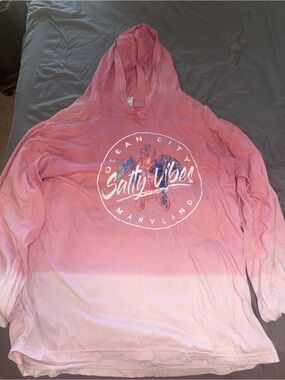 Salty Vibes Women's Pink Ombre Hoodie - Ocean City Maryland